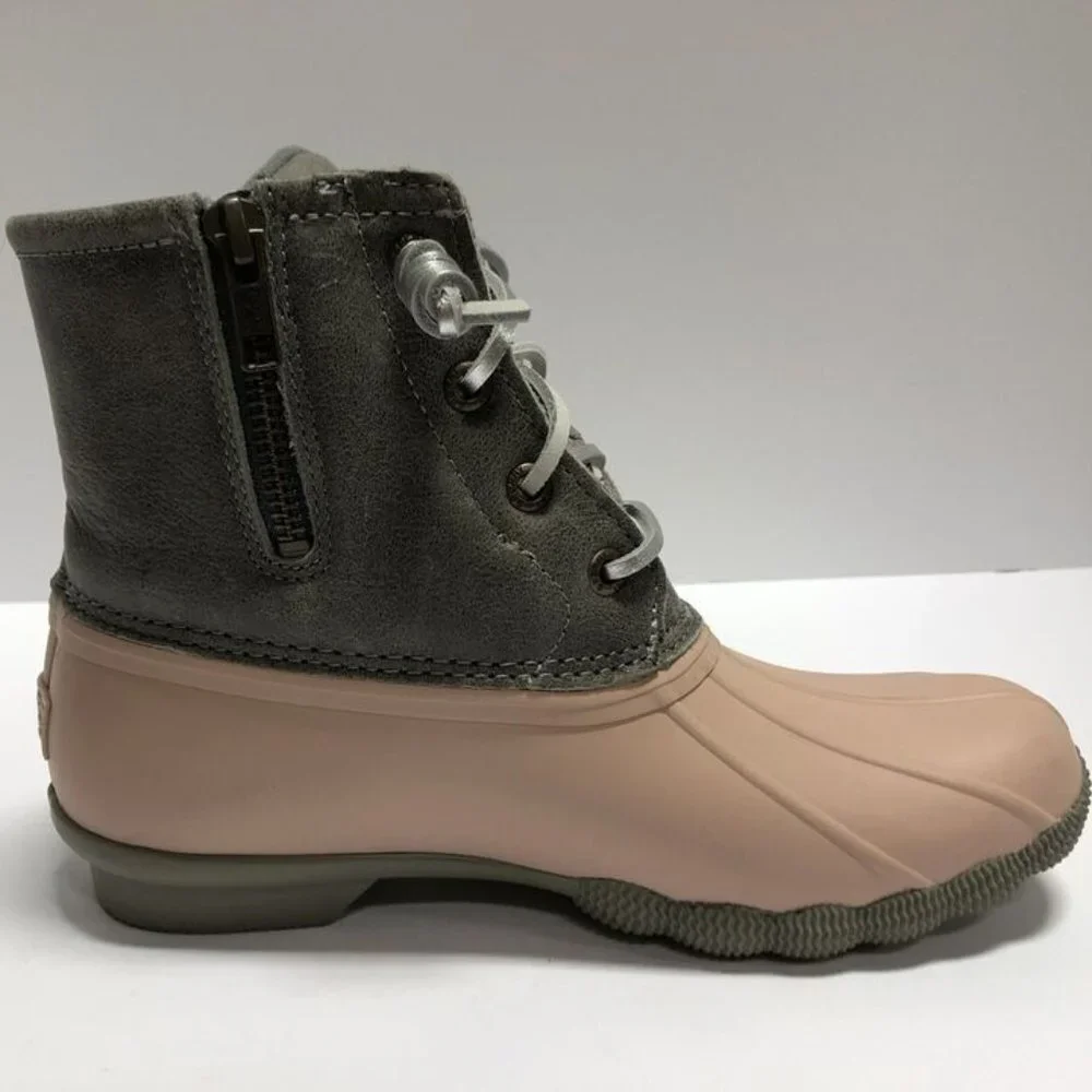 Sperry Womens Saltwater Duck Boot Grey/Rose Size 6 M